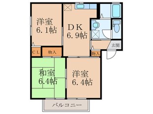 インフィオ－レ芦田Ｂ棟の物件間取画像